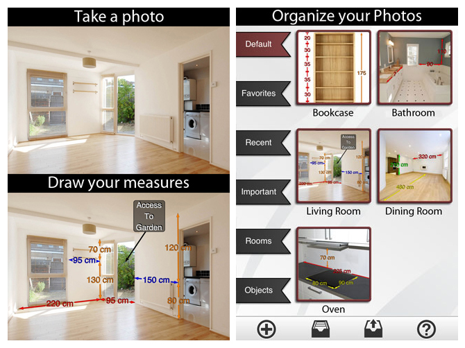 Photo Measures keeps your room and furniture measurements at your fingertips.
